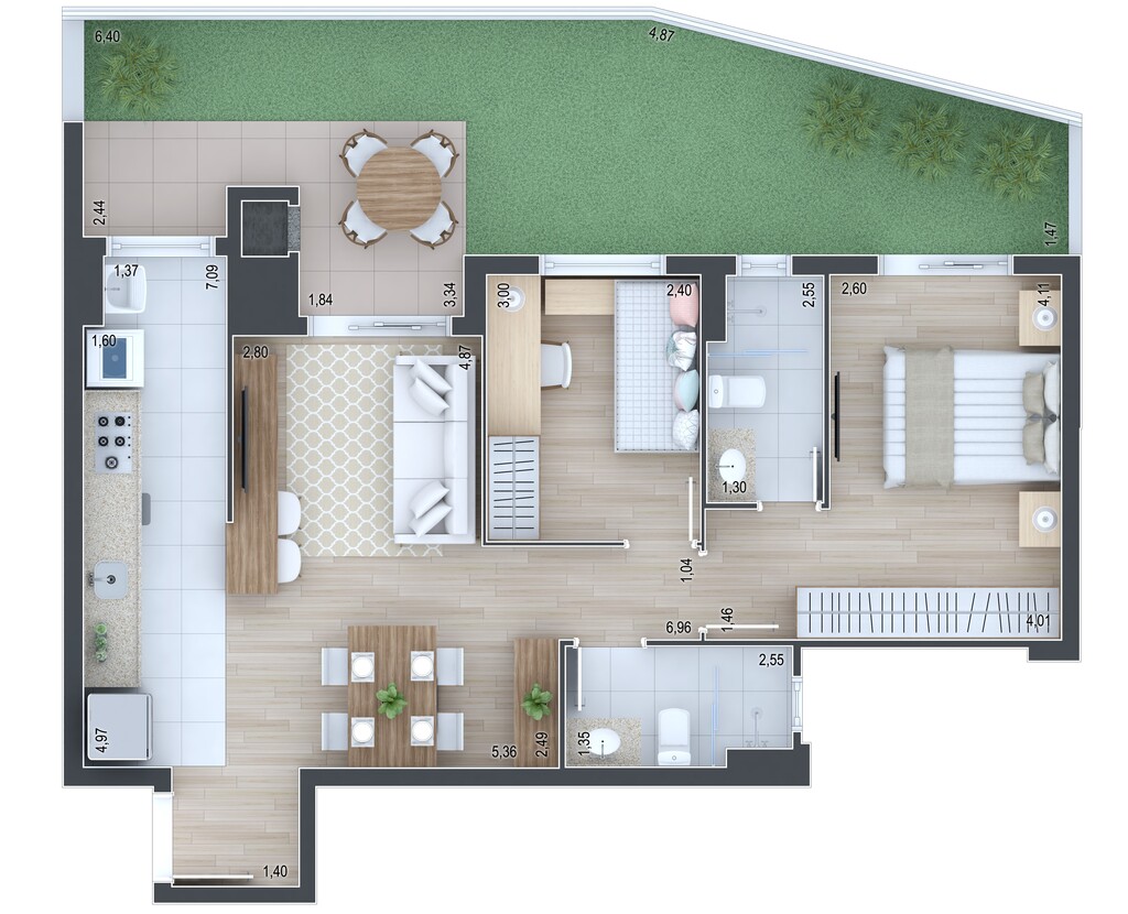 Planta 22 - 2 dorm 92,50m� - garden