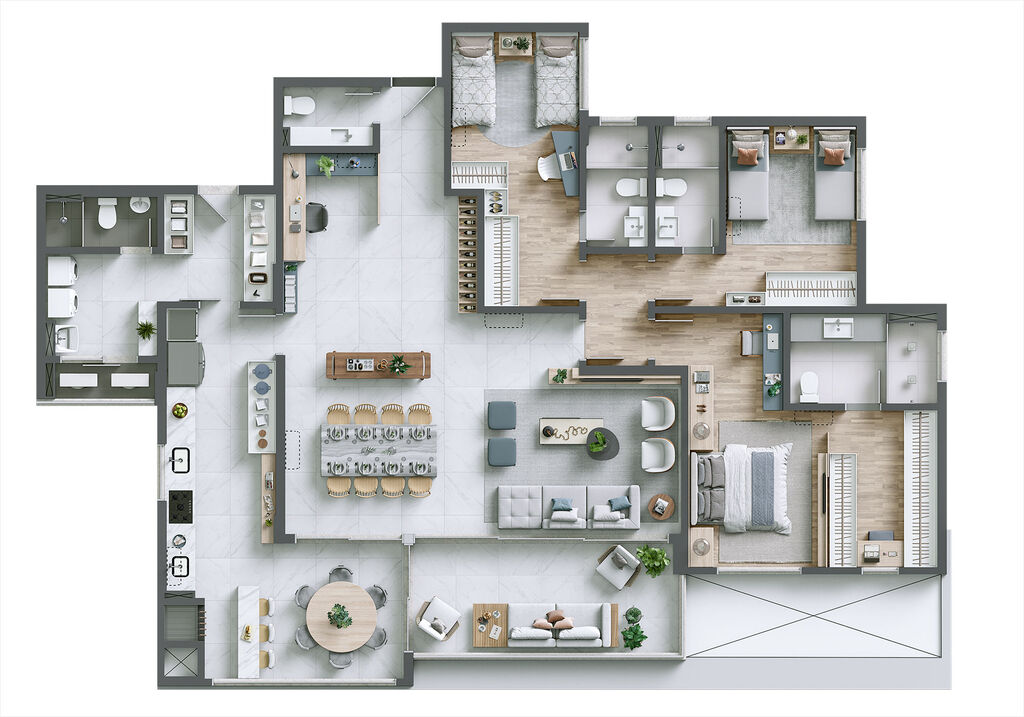 Planta 01 - 3 dorm 193m�