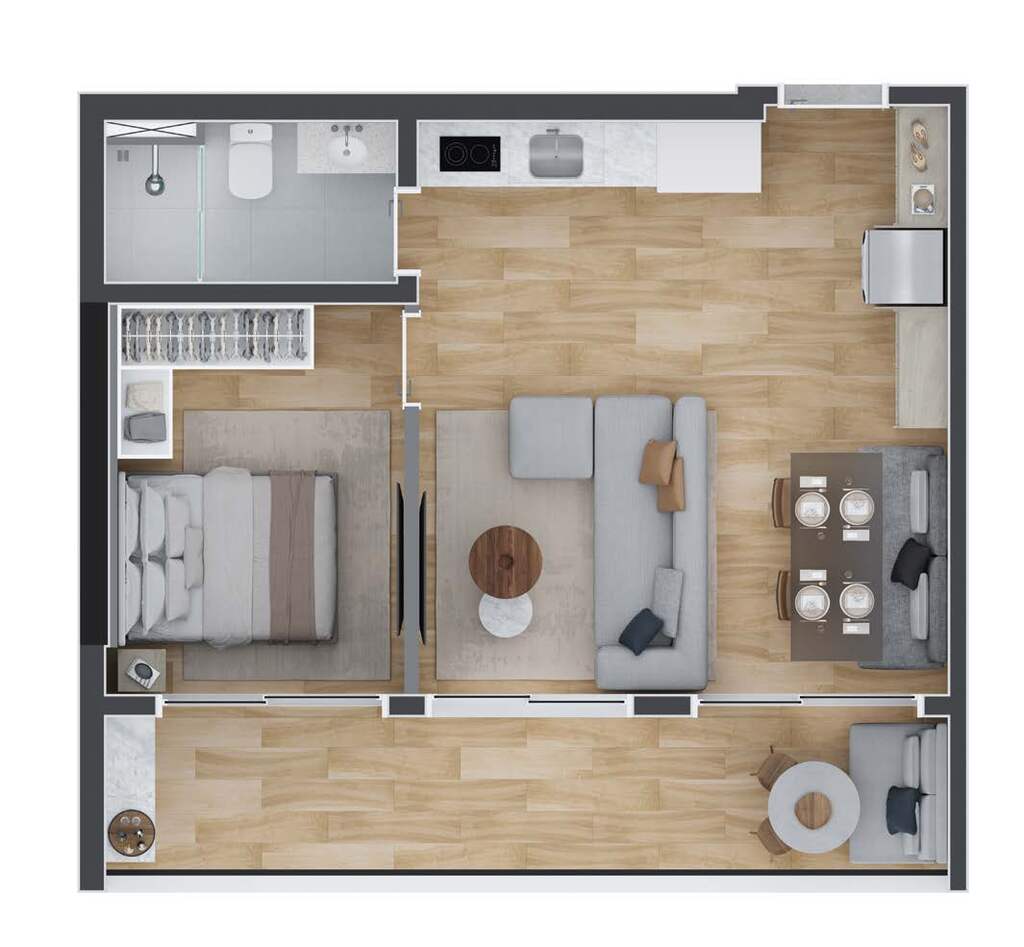 Planta 08 - 1 dorm 46m� - op��o