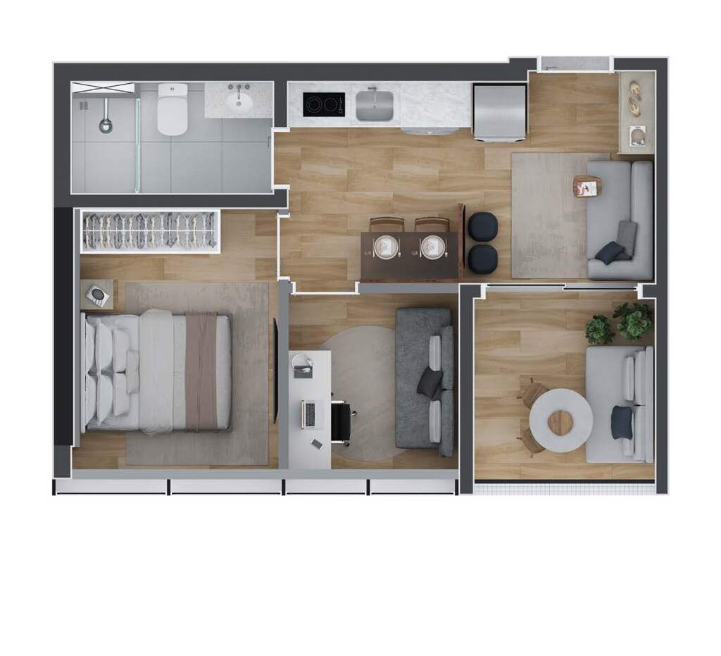 Planta 05 - 1 dorm 34m�