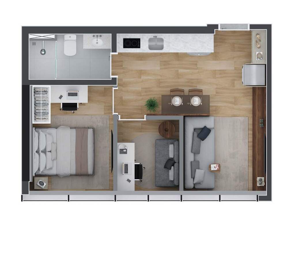 Planta 06 - 1 dorm 36m�