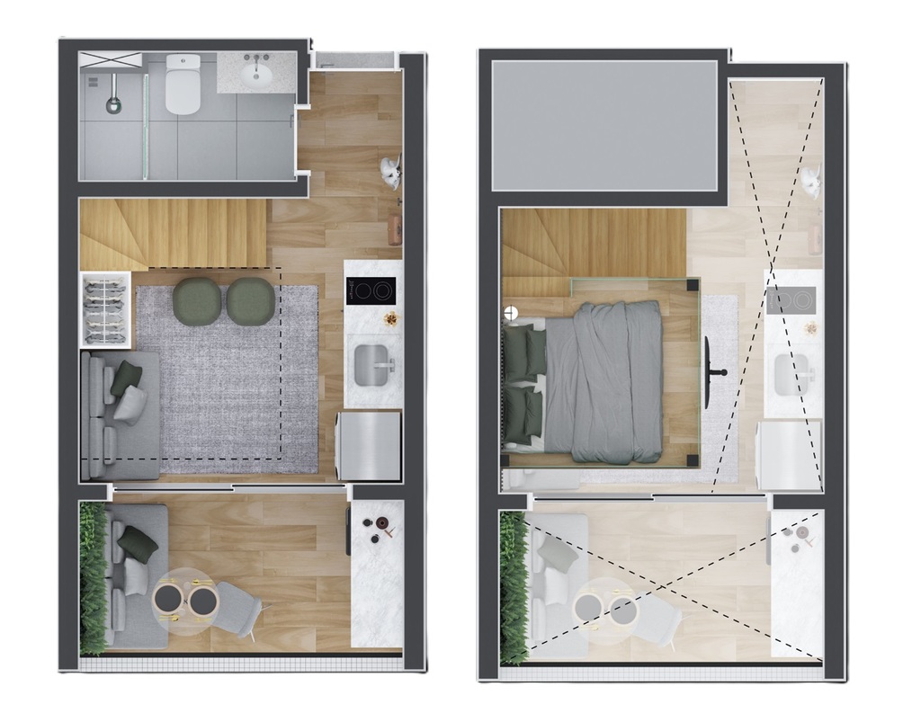 Planta 02 - 1 dorm 22m� - loft
