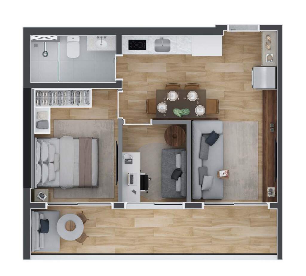 Planta 07 - 1 dorm 46m�