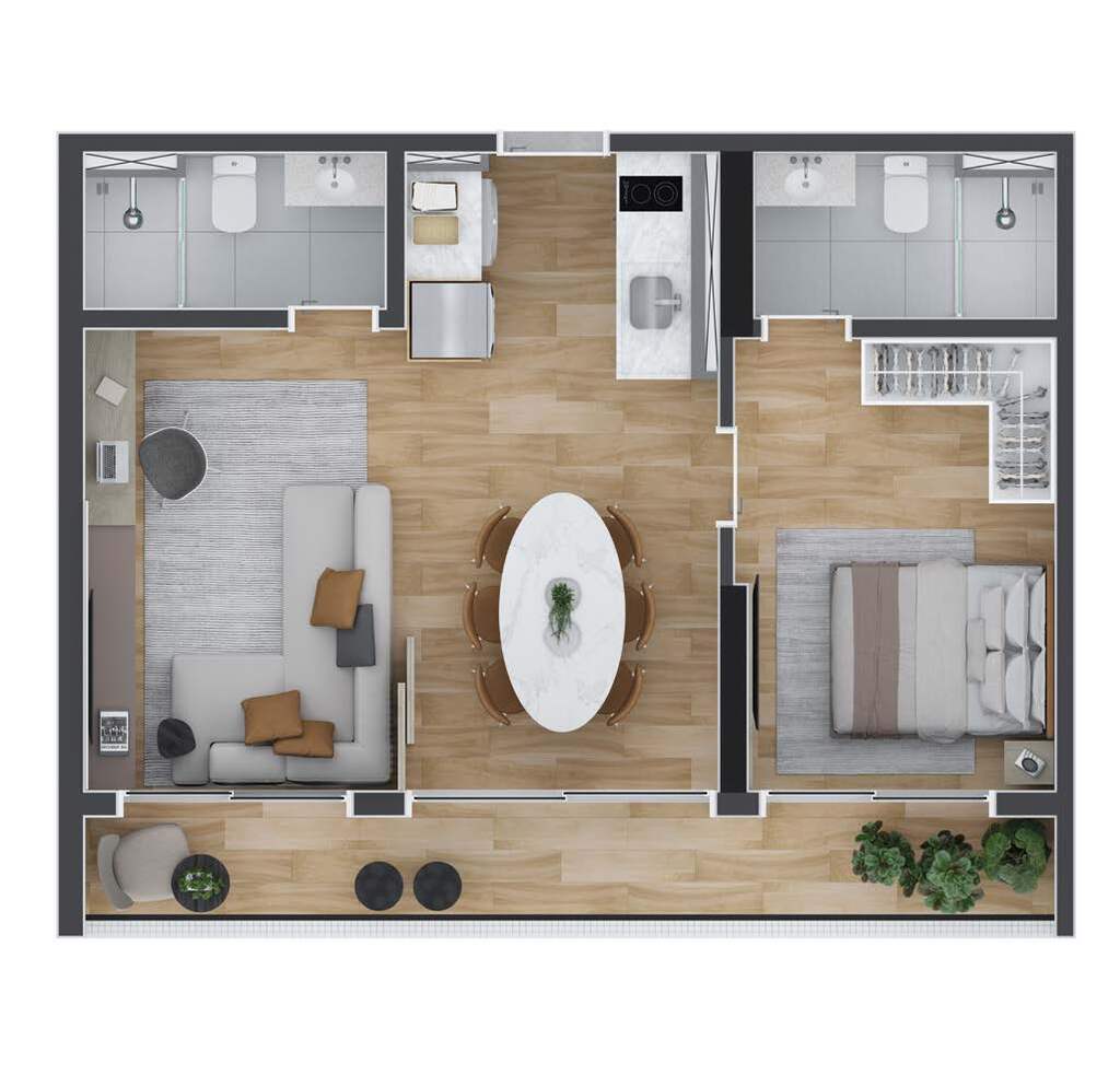 Planta 10 - 1 dorm 51m� - op��o