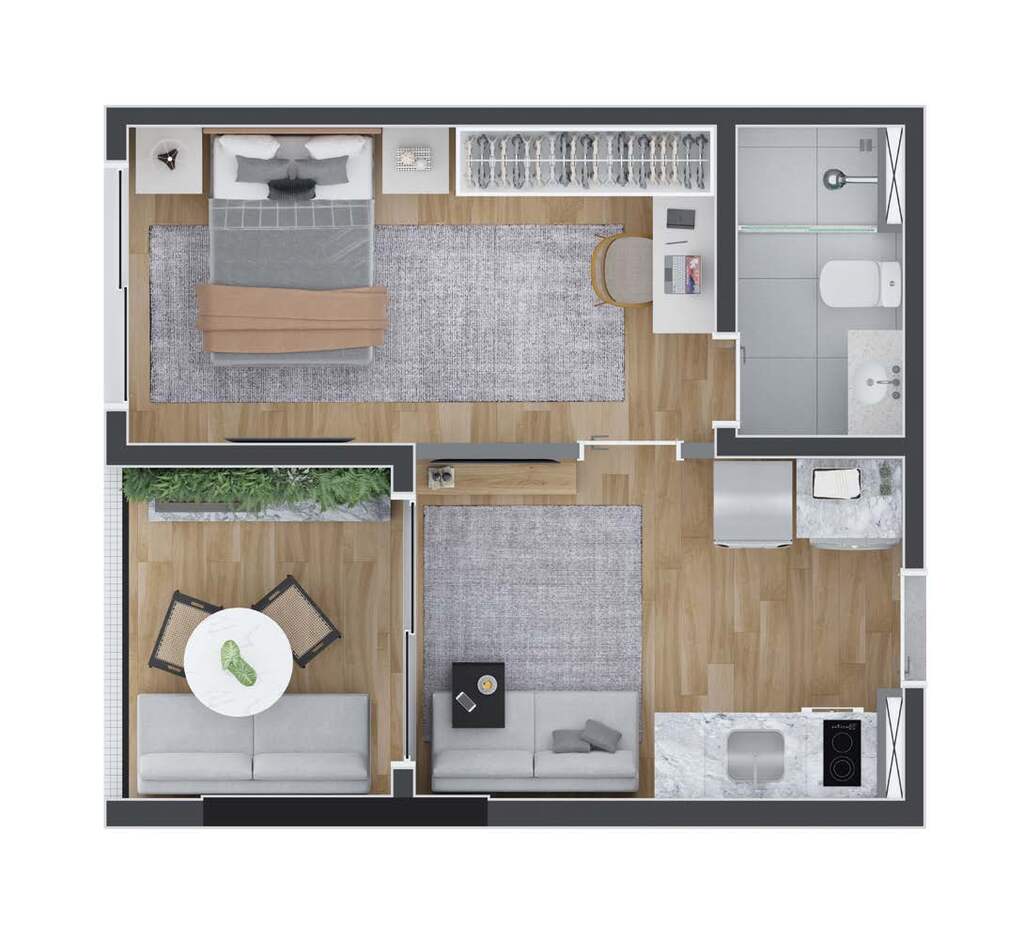 Planta 03 - 1 dorm 32m�