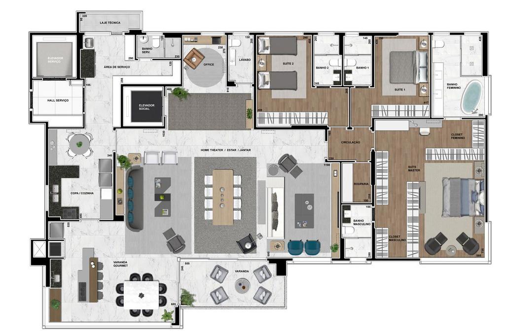 Planta 02 - 3 dorm 320m� - op��o