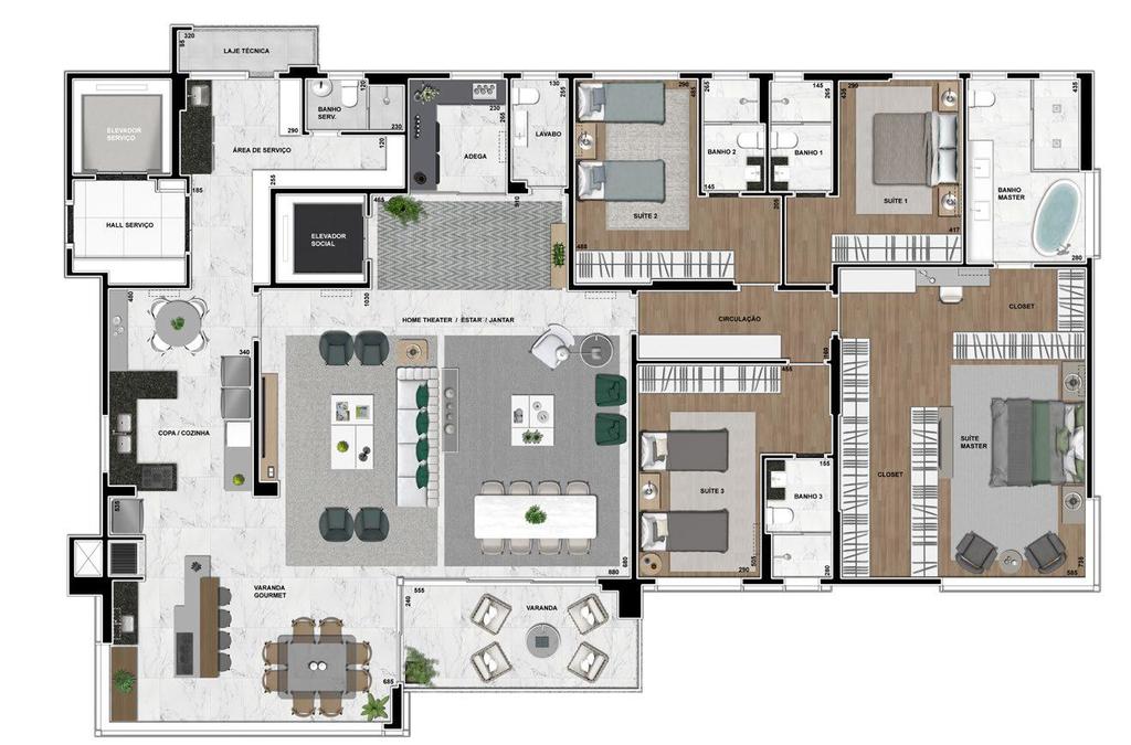 Planta 01 - 4 dorm 320m�