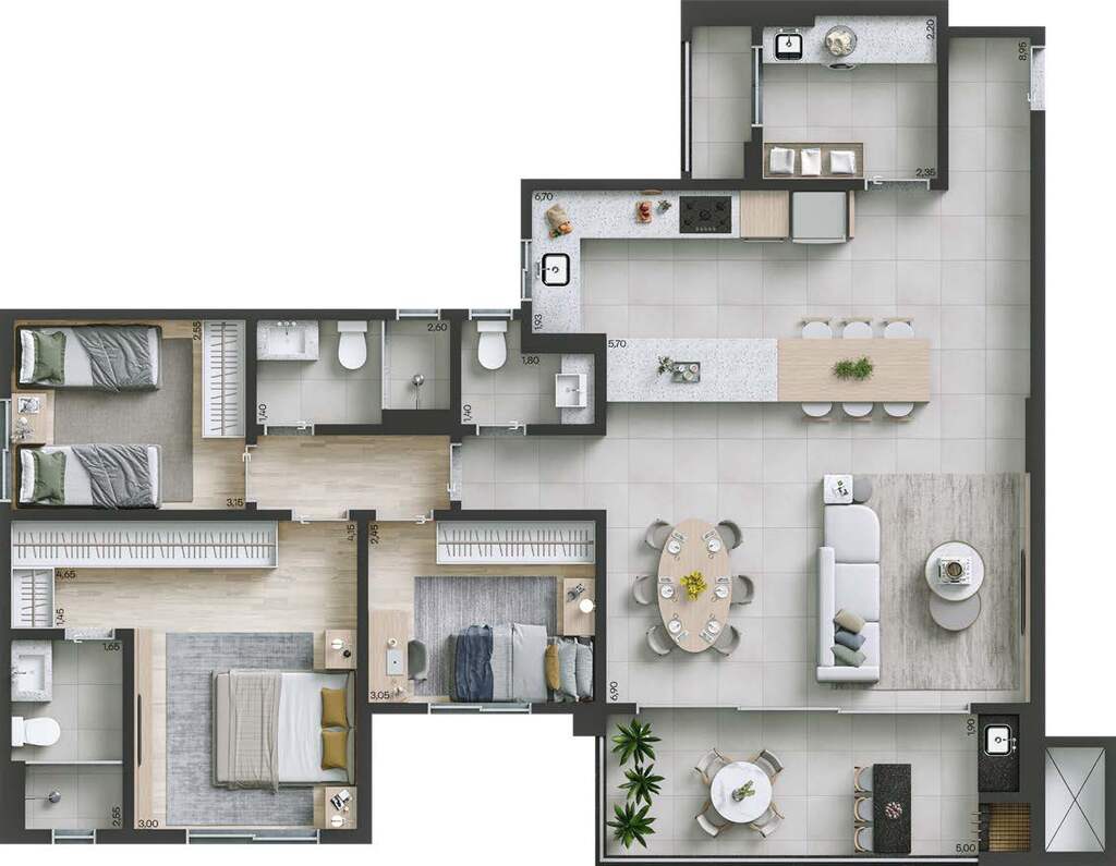 Planta 11 - 3 dorm 121m²