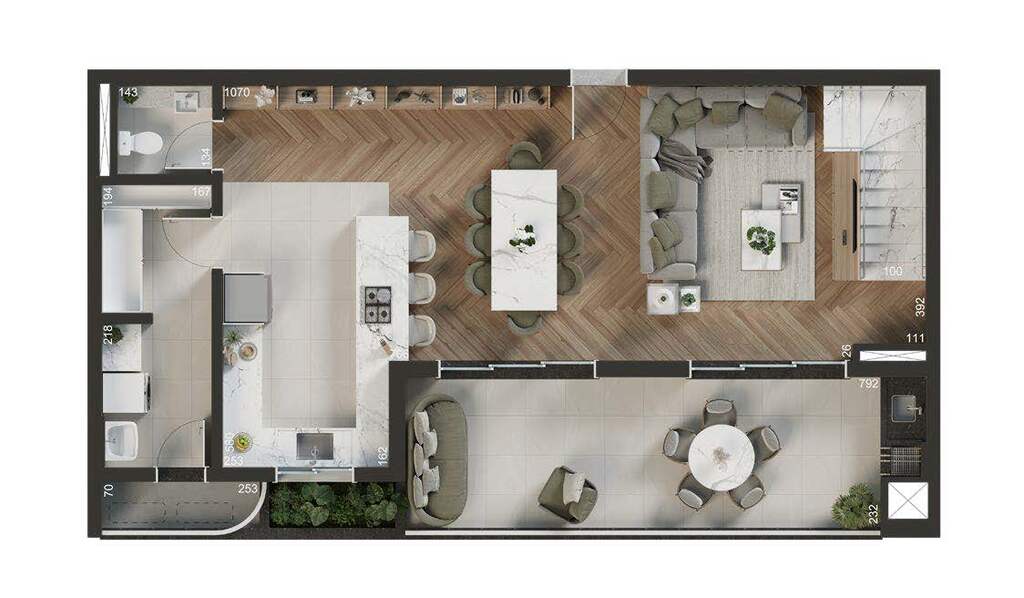 Planta 05 - 3 dorm 128m� - cobertura duplex - inferior