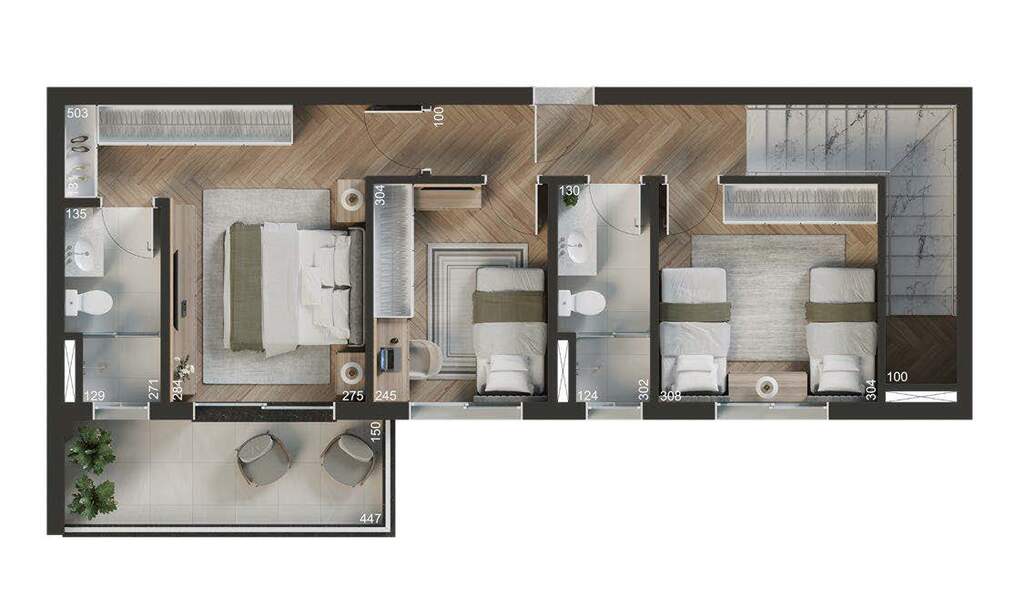 Planta 06 - 3 dorm 128m� - cobertura duplex - superior
