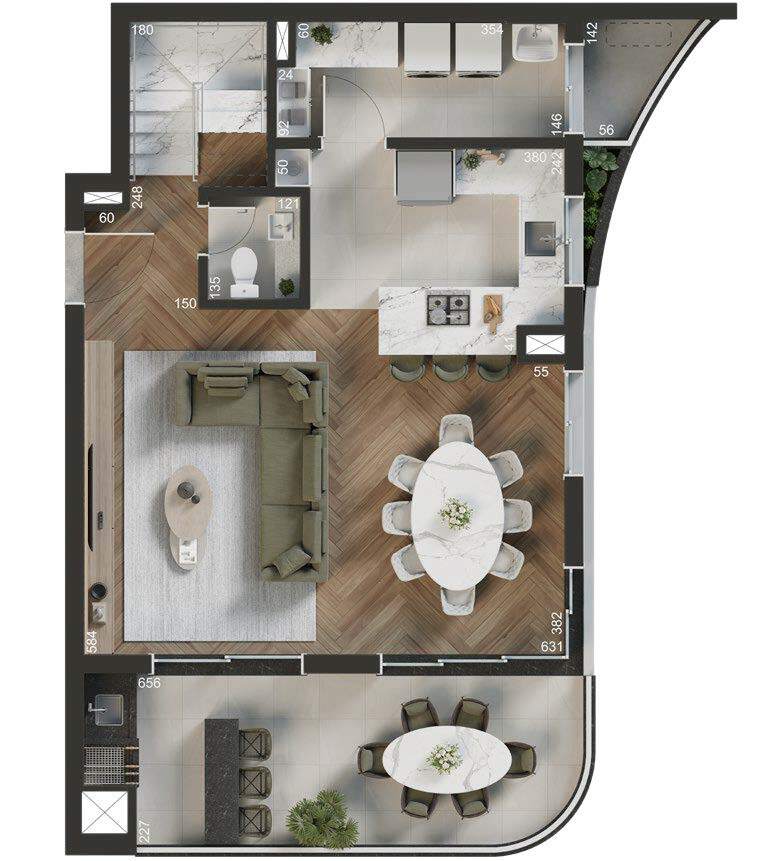 Planta 07 - 3 dorm 136m� - duplex - inferior