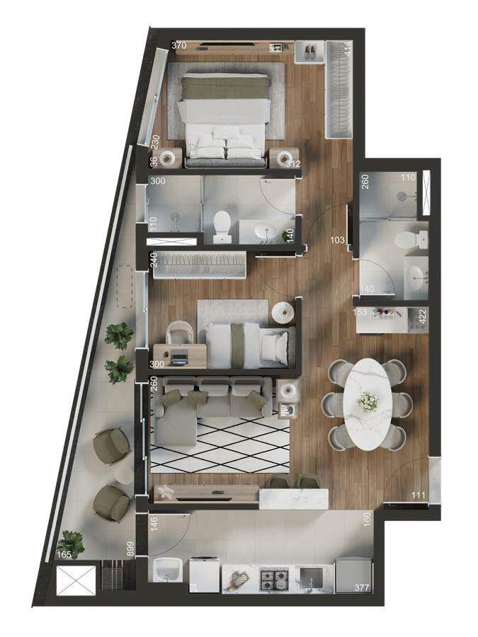 Planta 01 - 2 dorm 72m�