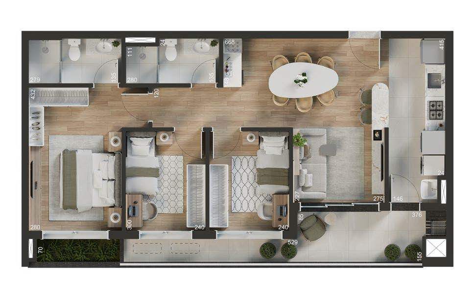 Planta 03 - 3 dorm 90m�