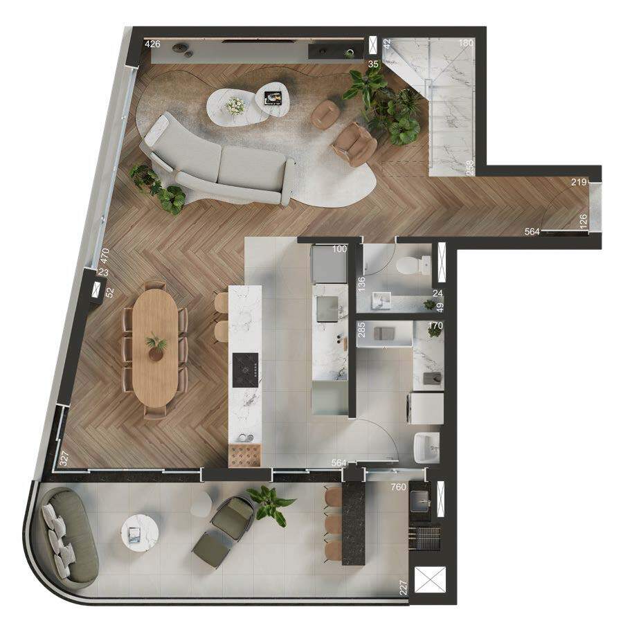 Planta 09 - 3 dorm 161m� - duplex - inferior