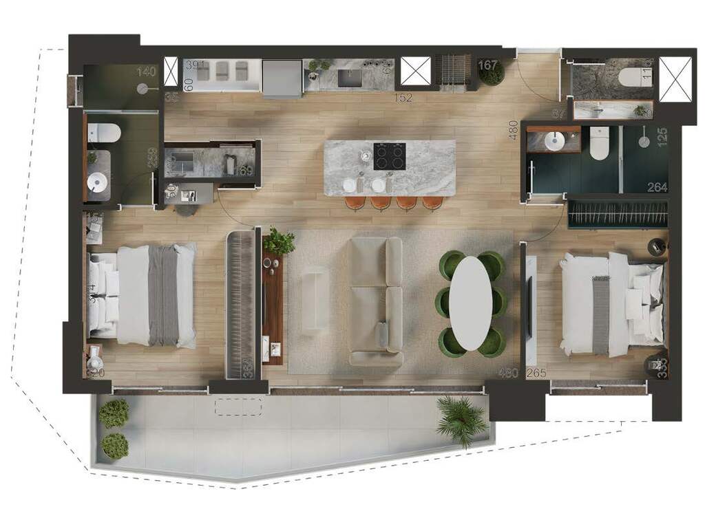 Planta 04 - 2 dorm 83m�