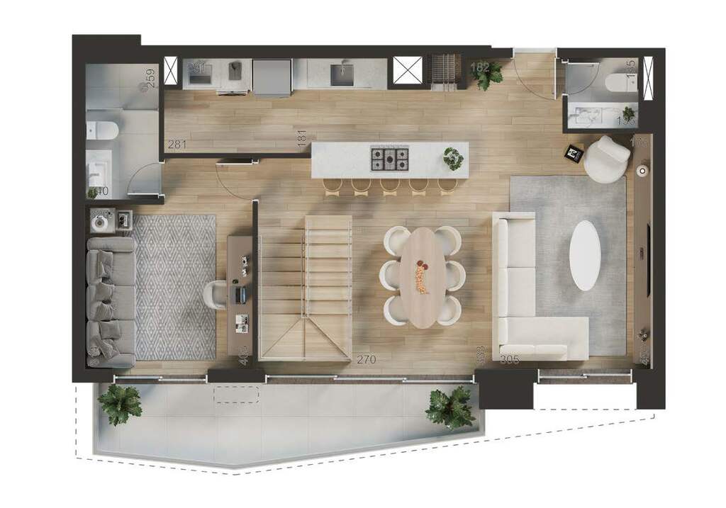 Planta 05 - 3 dorm 148,60m� - duplex - inferior