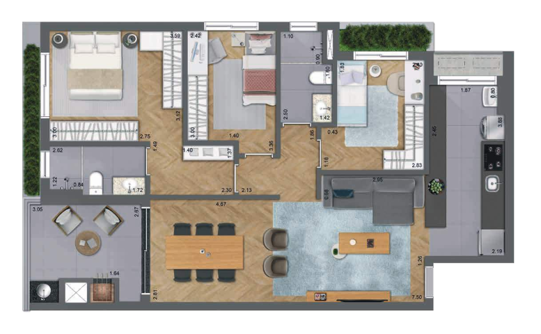 Planta 03 - 3 dorm 94m�