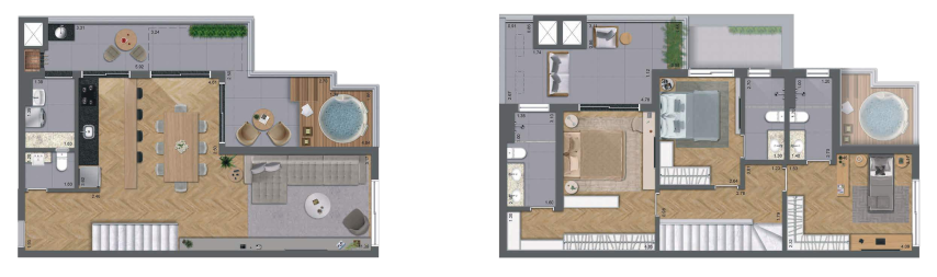 Planta 14 - 3 dorm 140 50m� - cobertura duplex