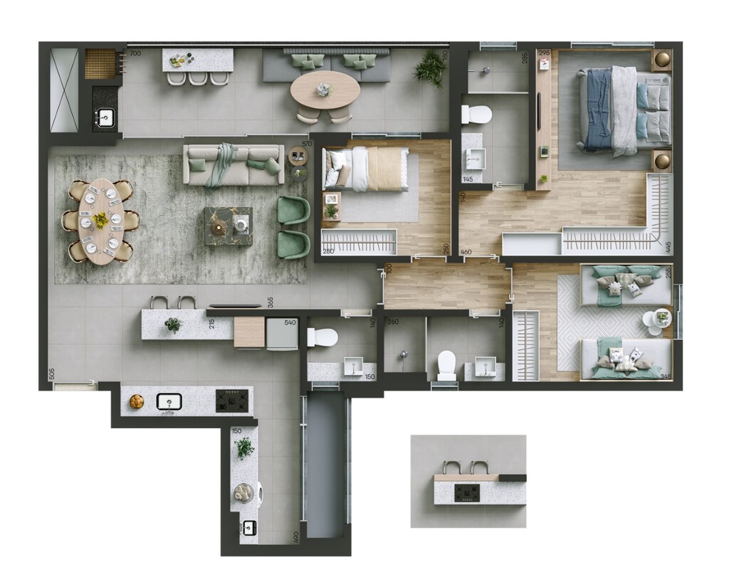 Planta 08 - 3 dorm 113m�