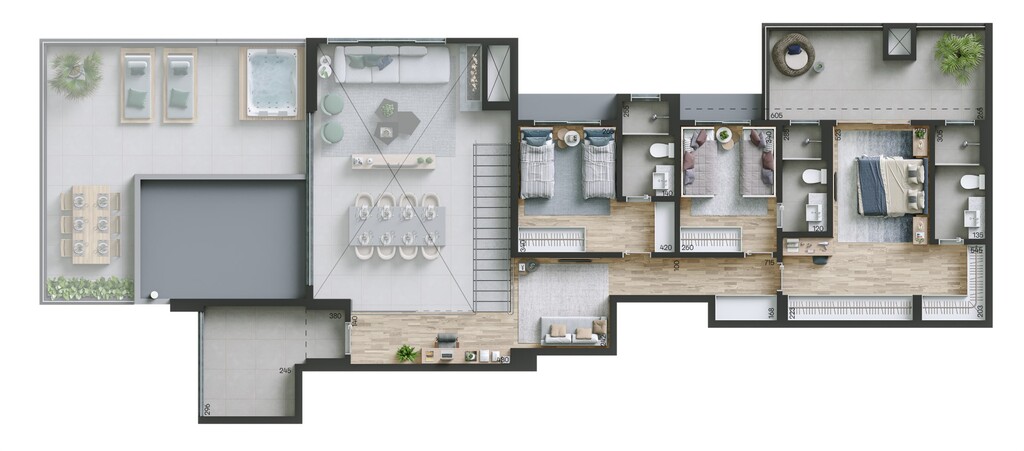 Planta 16 - 3 dorm 235m� - cobertura duplex - superior