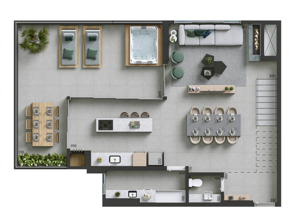 Planta 15 - 3 dorm 235m� - cobertura duplex - inferior