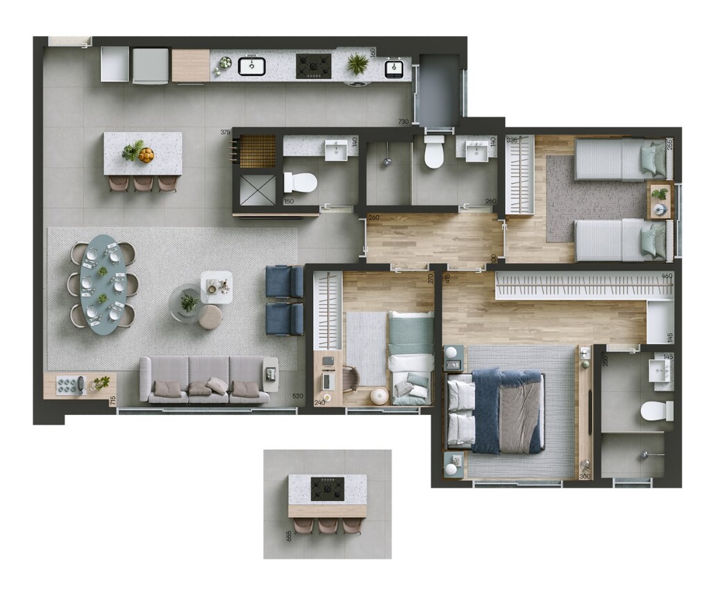 Planta 03 - 3 dorm 95m�