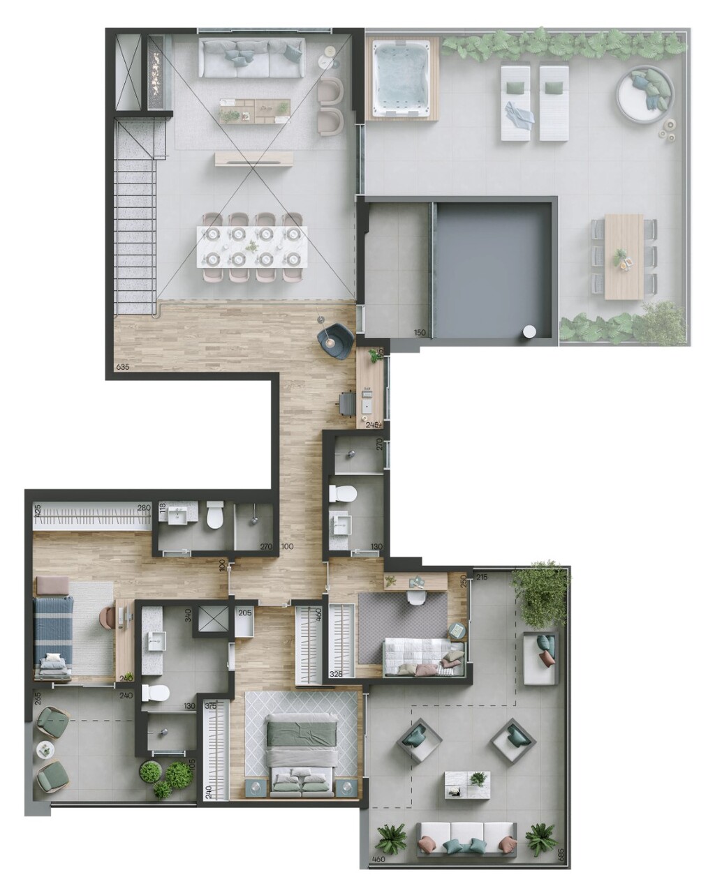 Planta 12 - 3 dorm 210m� - cobertura duplex - superior