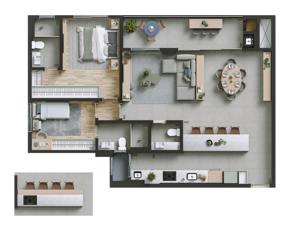 Planta 06 - 2 dorm 106m� - op��o