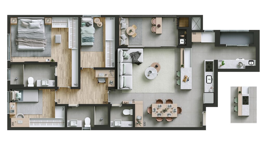 Planta 07 - 3 dorm 113m�