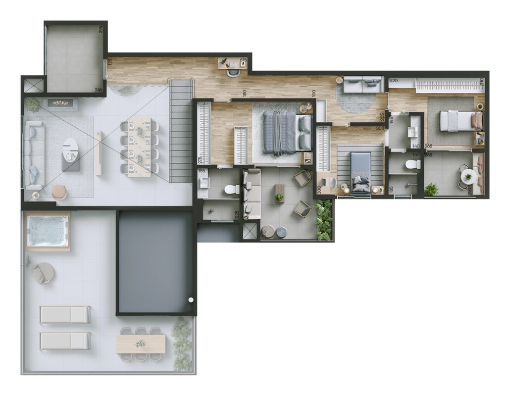 Planta 14 - 3 dorm 217m� - cobertura duplex - superior