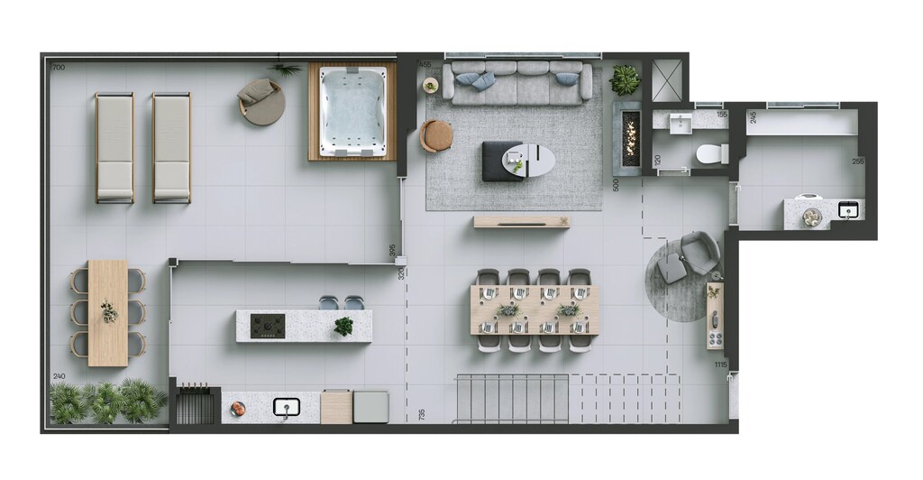 Planta 13 - 3 dorm 217m� - cobertura duplex - inferior
