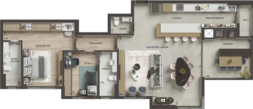 Planta 08 - 2 dorm 118m� - op��o