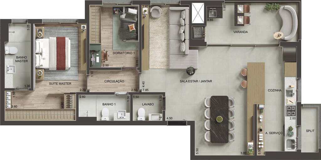 Planta 06 - 2 dorm 103m� - op��o