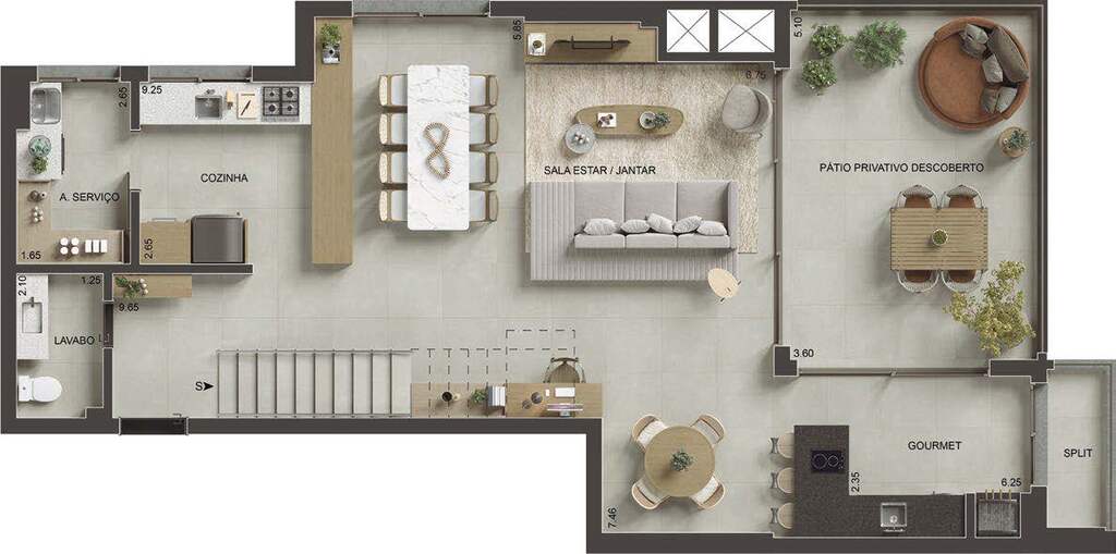 Planta 13 - 3 dorm 163m� - cobertura duplex - inferior
