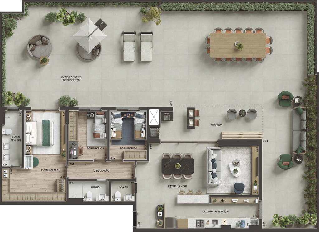 Planta 09 - 3 dorm 119m� - garden