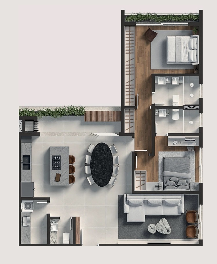 Planta 03 - 2 dorm 106m�