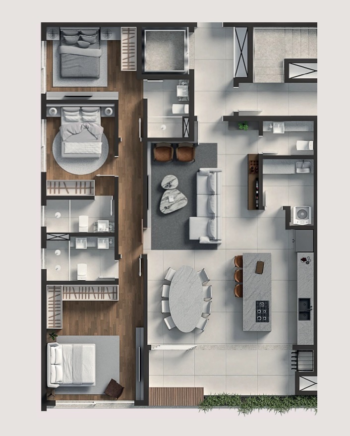Plantas 01 e 04 - 3 dorm 130m�