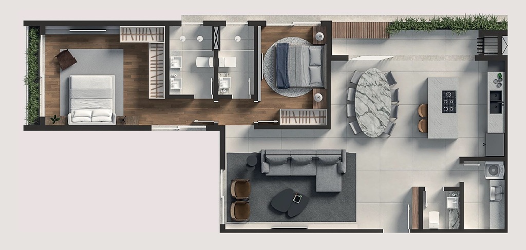 Planta 02 - 2 dorm 109m�