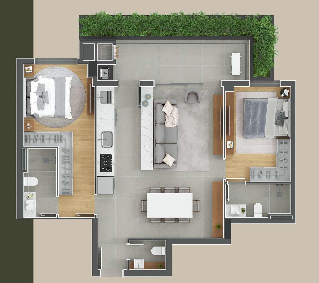 Planta 02 - 2 dorm 89m²