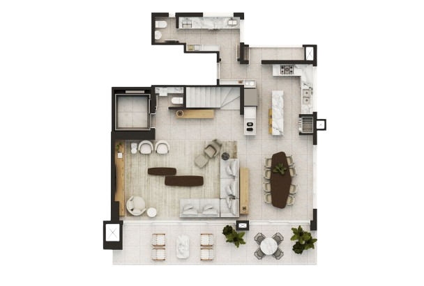 Planta 07 - 3 dorm 214,66m² - cobertura duplex - inferior