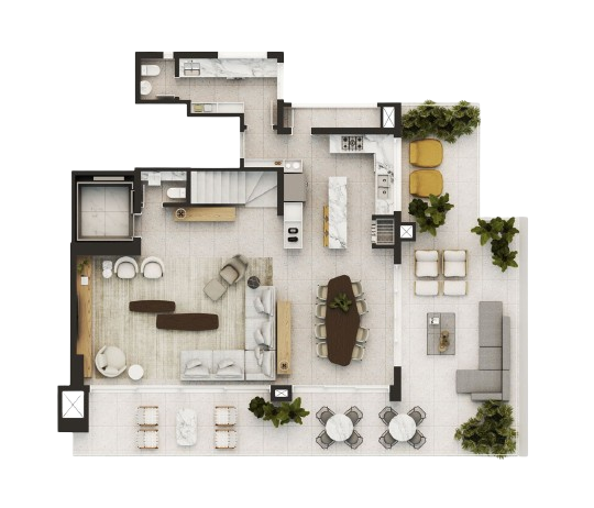 Planta 05 - 3 dorm 214,63m² - duplex - inferior