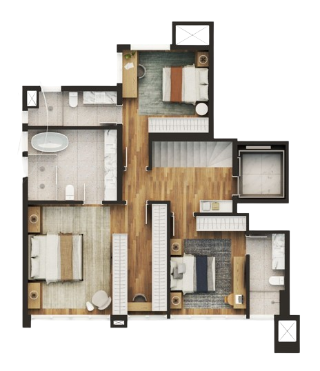 Planta 04 - 3 dorm 213,31m² - duplex - superior