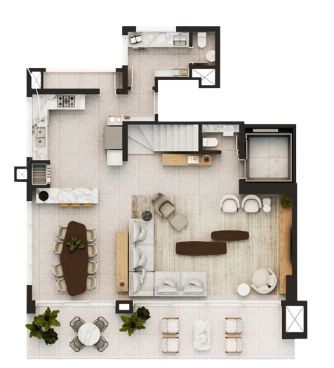 Planta 03 - 3 dorm 213,31m² - duplex - inferior