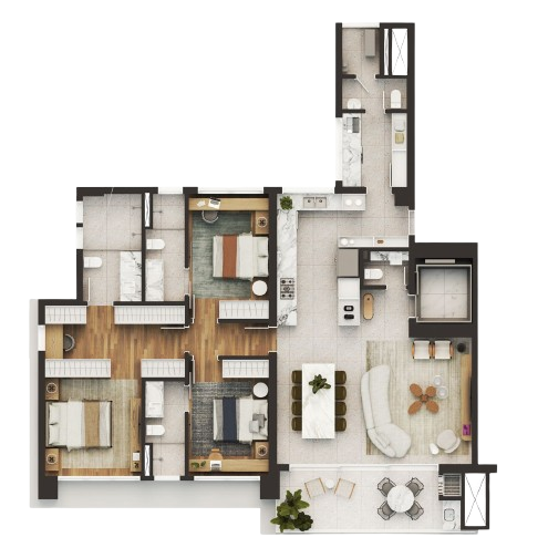 Planta 01 - 3 dorm 154,19m²