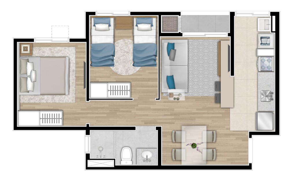 Planta 05 - 2 dorm 44 88m�