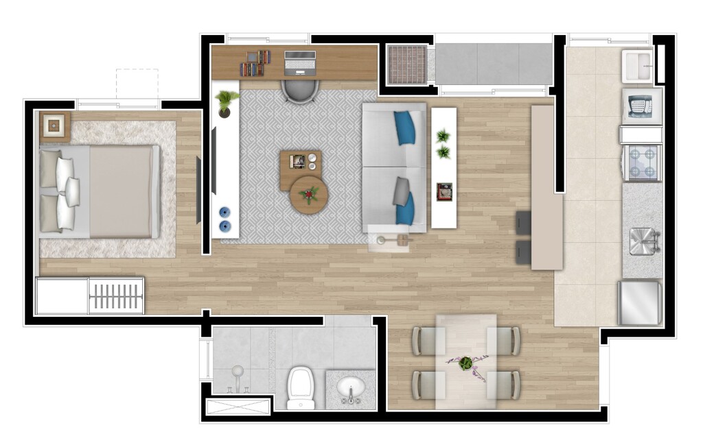 Planta 06 - 1 dorm 44 88m� - op��o