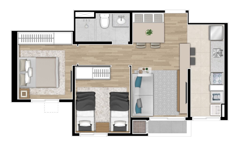 Planta 03 - 2 dorm 44 35m�