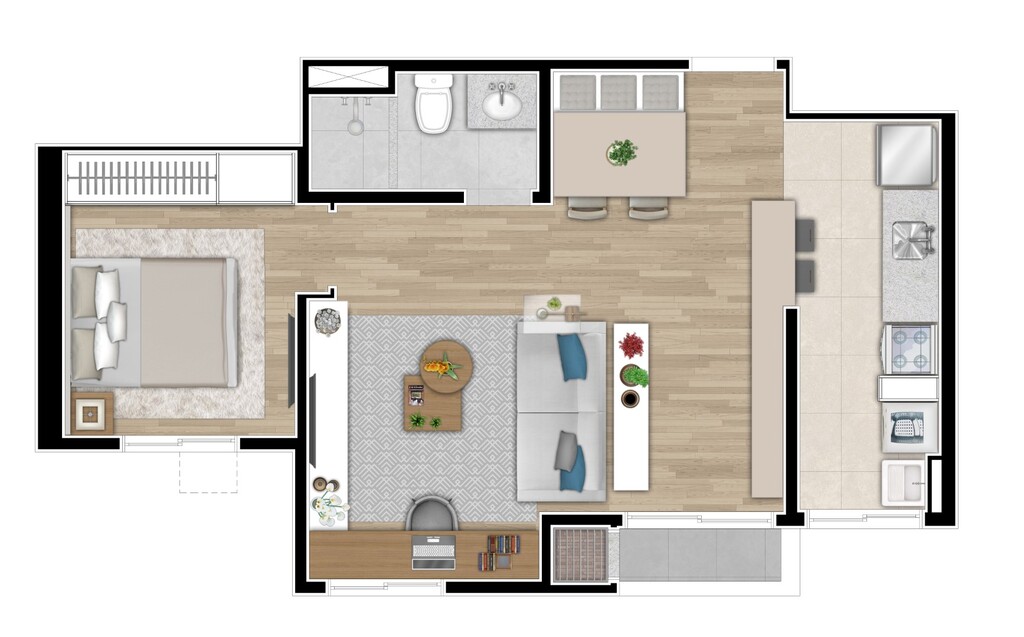 Planta 04 - 1 dorm 44 35m� - op��o
