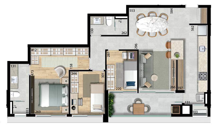 Planta 06 - 3 dorm 94,48m²