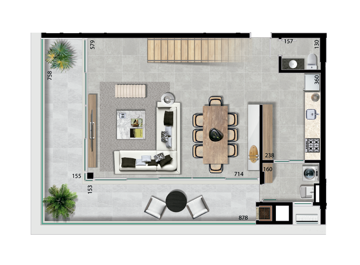Planta 12 - 3 dorm 199,37m² - cobertura duplex - inferior